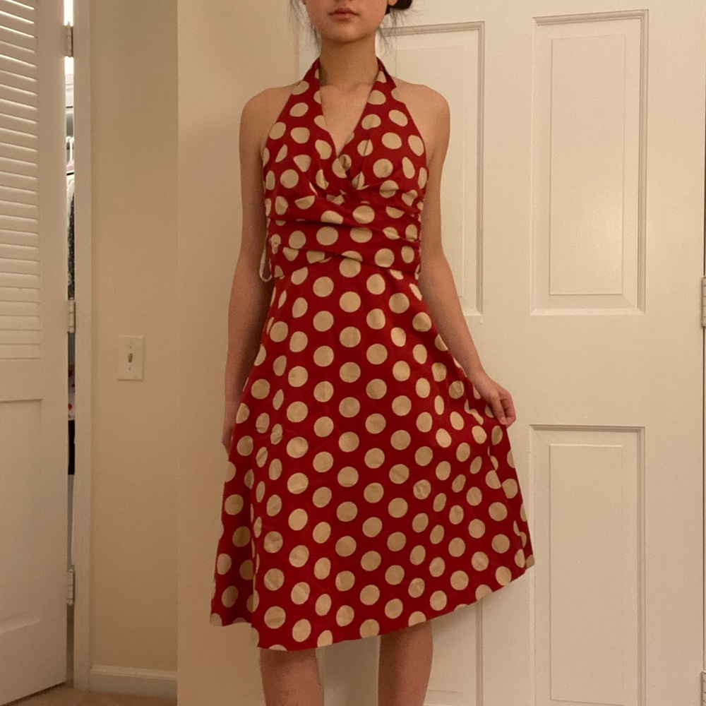 ‘60s red and white polka dot dress
